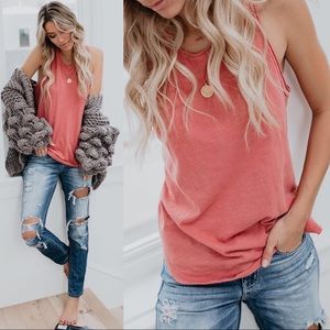 Cotton Racerback Tank - Rose